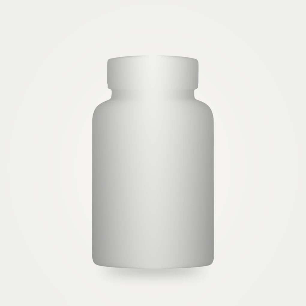 Frasco ZENMIMO ainda sem rótulo, representando um produto em desenvolvimento