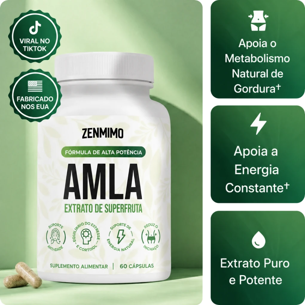 Pote de Amla ZENMIMO com selos de viral no TikTok e fabricação, e três benefícios principais